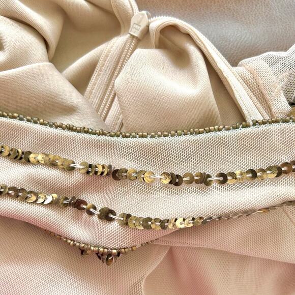 Beaded Embellished Nude Sequin Indie Dress Coquette Size 4 - Picture 14 of 15